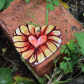 Heart Daisy Keramisch Ornament