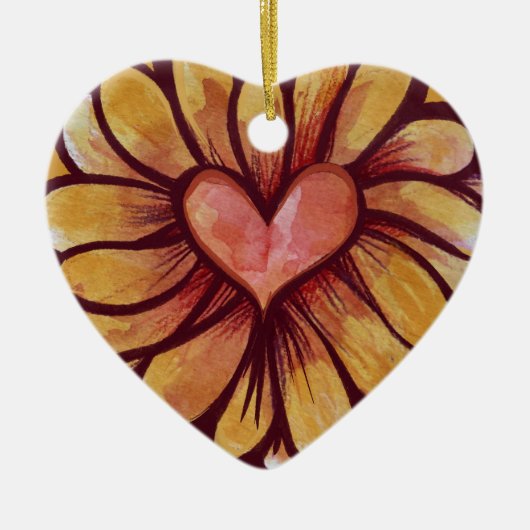 Heart Daisy Keramisch Ornament (Voorkant)