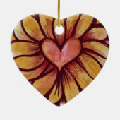 Heart Daisy Keramisch Ornament (Achterkant)