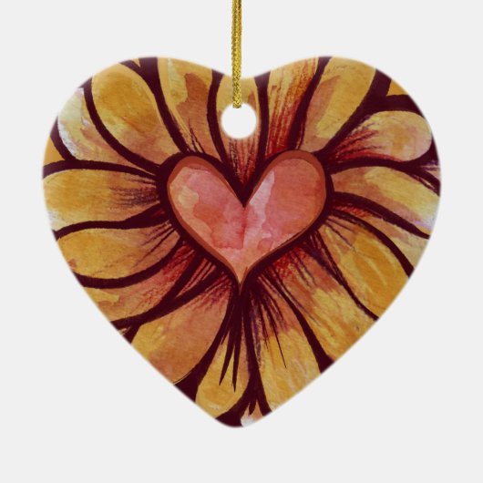 Heart Daisy Keramisch Ornament (Achterkant)
