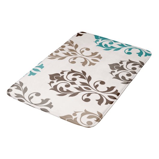 Heart Damask Art I Browns Blauwgroen Cream Badmat (Gekanteld)