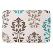 Heart Damask Art I Browns Blauwgroen Cream Badmat (Voorkant)