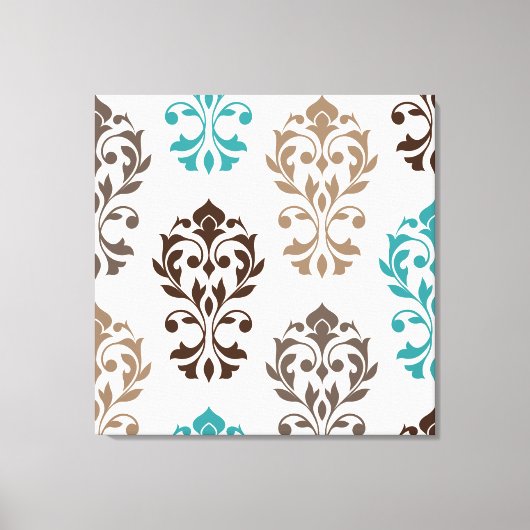 Heart Damask Art I Browns Blauwgroen Cream Canvas Afdruk (Voorkant)