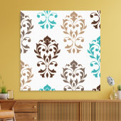 Heart Damask Art I Browns Blauwgroen Cream Canvas Afdruk (Insitu (Woonkamer))