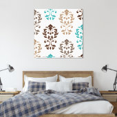 Heart Damask Art I Browns Blauwgroen Cream Canvas Afdruk (Insitu (Slaapkamer))