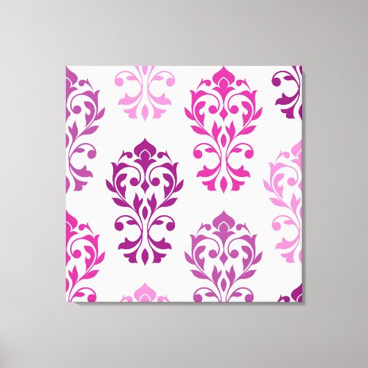 Heart Damask Art I Pinks Pruimen Wit Canvas Afdruk (Voorkant)