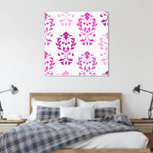 Heart Damask Art I Pinks Pruimen Wit Canvas Afdruk (Insitu (Slaapkamer))