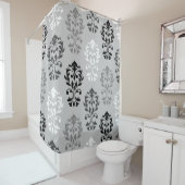 Heart Damask Art Ib Black Grays White Douchegordijn (In situ)