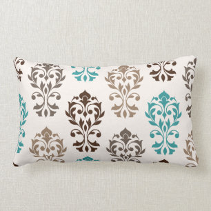 Heart Damask Art Ib Browns Blauwgroen Cream Kussen
