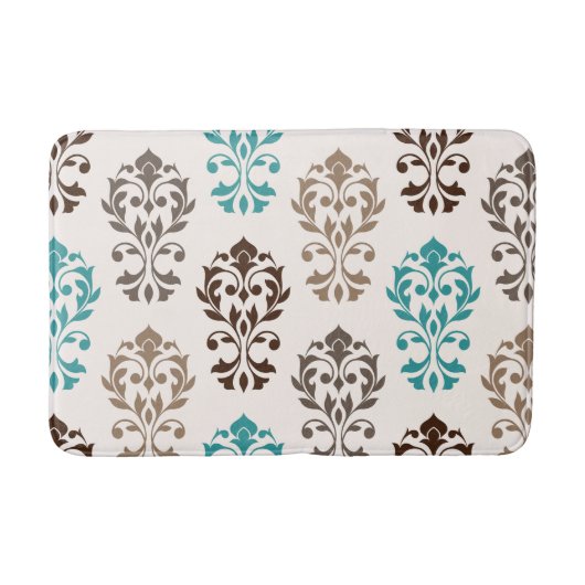 Heart Damask Art In Browns Blauwgroen Cream Badmat (Voorkant)