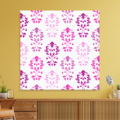 Heart Damask Art In Pinks Pruimen Wit Canvas Afdruk (Insitu (Woonkamer))
