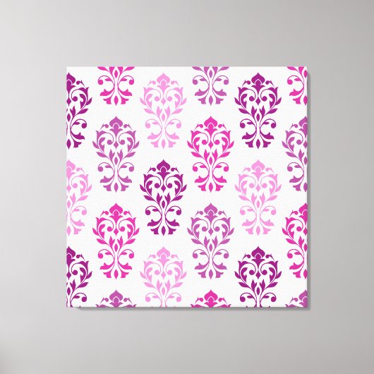 Heart Damask Art In Pinks Pruimen Wit Canvas Afdruk (Voorkant)