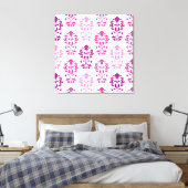 Heart Damask Art In Pinks Pruimen Wit Canvas Afdruk (Insitu (Slaapkamer))