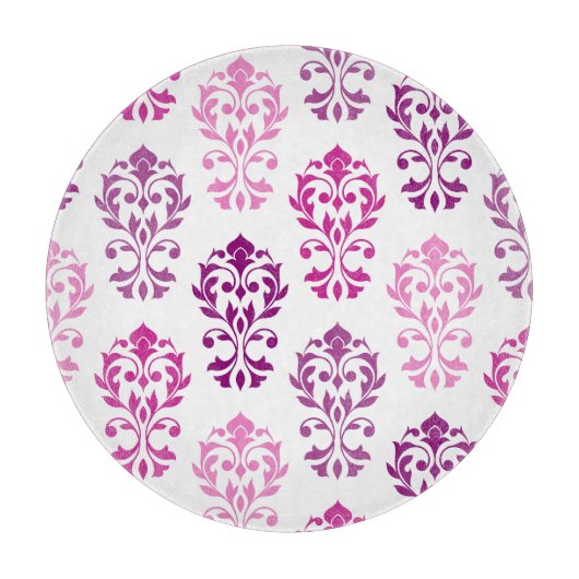 Heart Damask Art In Pinks Pruimen Wit Snijplank (Voorkant)