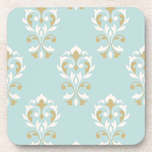 Heart Damask Big Ptn Cream & Gold op Blue Bier Onderzetter (Voorkant)