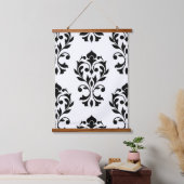 Heart Damask LG Pattern II Zwart op Wit Hangend Wandkleed (Slaapkamer)