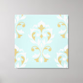 Heart Damask LG Ptn II Cream & Gold on Blue Canvas Afdruk (Voorkant)