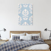 Heart Damask LG Ptn II Roze op Blauw Canvas Afdruk (Insitu (Slaapkamer))