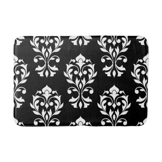 Heart Damask Lg Ptn II White op Black Badmat (Voorkant)
