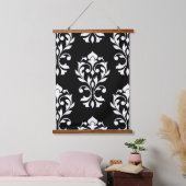 Heart Damask LG Ptn II Wit op Zwart Hangend Wandkleed (Slaapkamer)