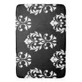 Heart Damask Lg Ptn White op Black Badmat (Voorkant Verticaal)