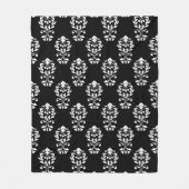 Heart Damask Ptn White op Black Fleece Deken (Voorkant)