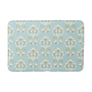 Heart Damask Pton II Cream & Gold op Blauw Badmat