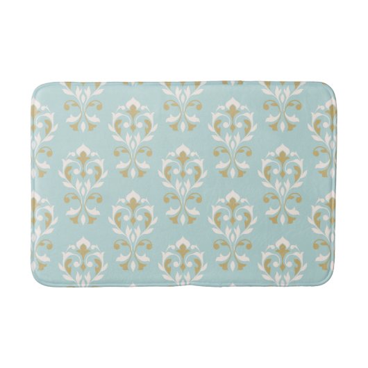 Heart Damask Pton II Cream & Gold op Blauw Badmat (Voorkant)