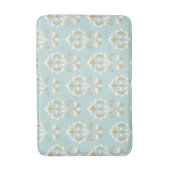 Heart Damask Pton II Cream & Gold op Blauw Badmat (Voorkant Verticaal)