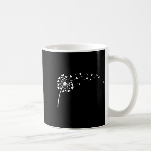 Heart Dandelion Flower Love Cute Valentines Day Wo Koffiemok (Rechts)