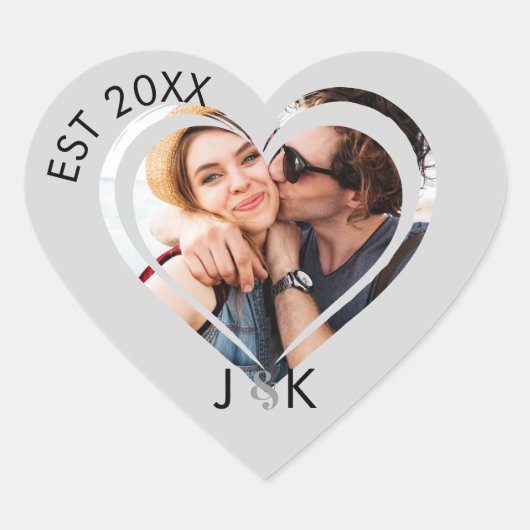 Heart Dating Couple Girlfriend Boyfriend Photo Hart Sticker (Voorkant)