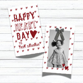 Heart Day Gingham Bow Valentines Classroom Card Notitiekaartje