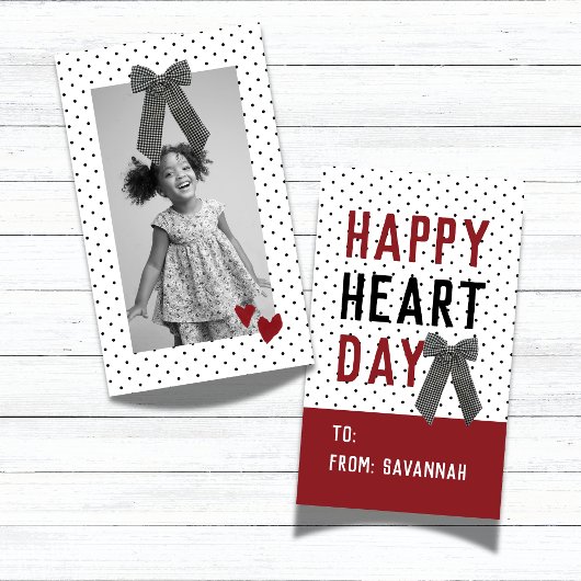 Heart Day Polka Dot Valentines Classroom Card Notitiekaartje