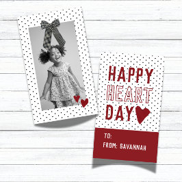 Heart Day Polka Dot Valentines Classroom Card Notitiekaartje