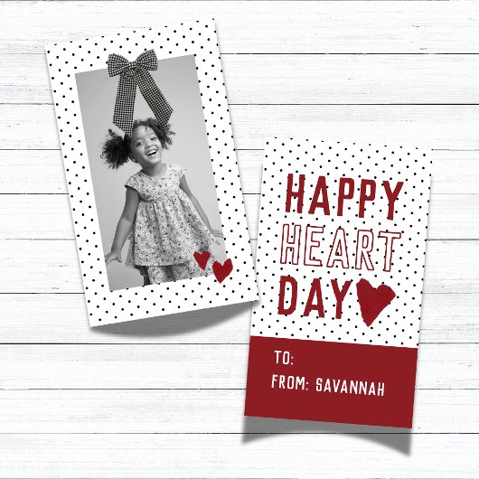 Heart Day Polka Dot Valentines Classroom Card Notitiekaartje