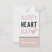 Heart Day Rose Gold Valentines Classroom Card Notitiekaartje (Voorkant)