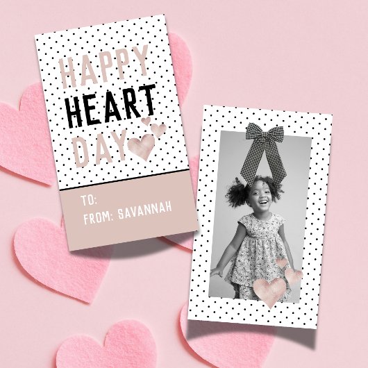 Heart Day Rose Gold Valentines Classroom Card Notitiekaartje
