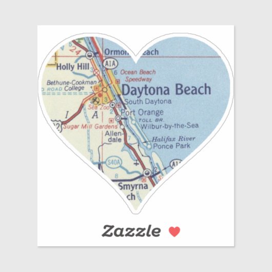 Heart Daytona Beach Kaart Sticker (Vel)