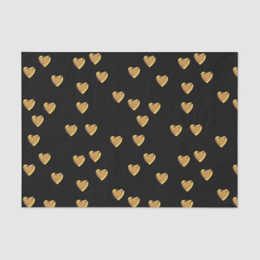 Heart Design Black en Gold Tissuepapier (Voorkant)