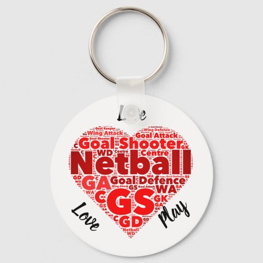 Heart Design GS Inspirerend Netball Sleutelhanger (Voorkant)