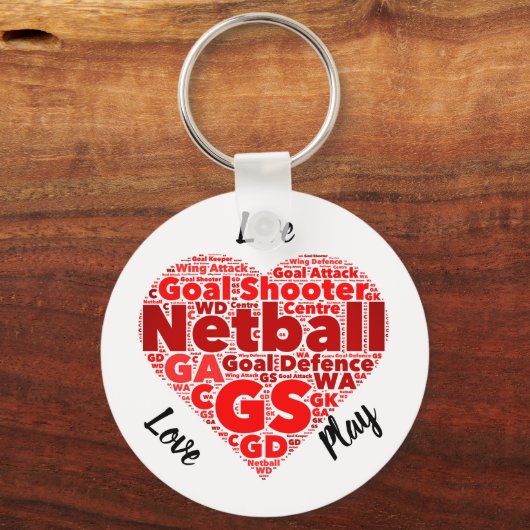 Heart Design GS Inspirerend Netball Sleutelhanger (Voorkant)