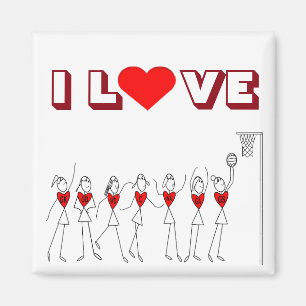 Heart Design I Love Netball Magneet