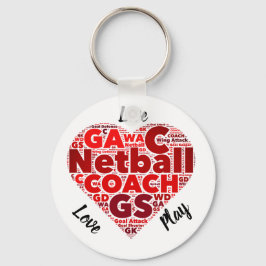 Heart Design Inspirerend Netball Coach Sleutelhanger