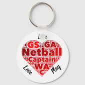 Heart Design Inspirerend Netball Kapitein Sleutelhanger (Voorkant)