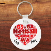 Heart Design Inspirerend Netball Kapitein Sleutelhanger (Voorkant)