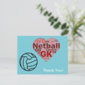 Heart Design Netball Bedankt Briefkaart (Staand voorkant)