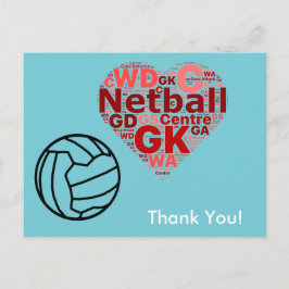 Heart Design Netball Bedankt Briefkaart