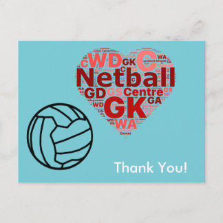 Heart Design Netball Bedankt Briefkaart