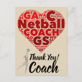 Heart Design Netball Coach Dank je wel Briefkaart