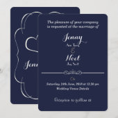 Heart Design Plain Simple Blue Weddenation Kaart (Voorkant / Achterkant)